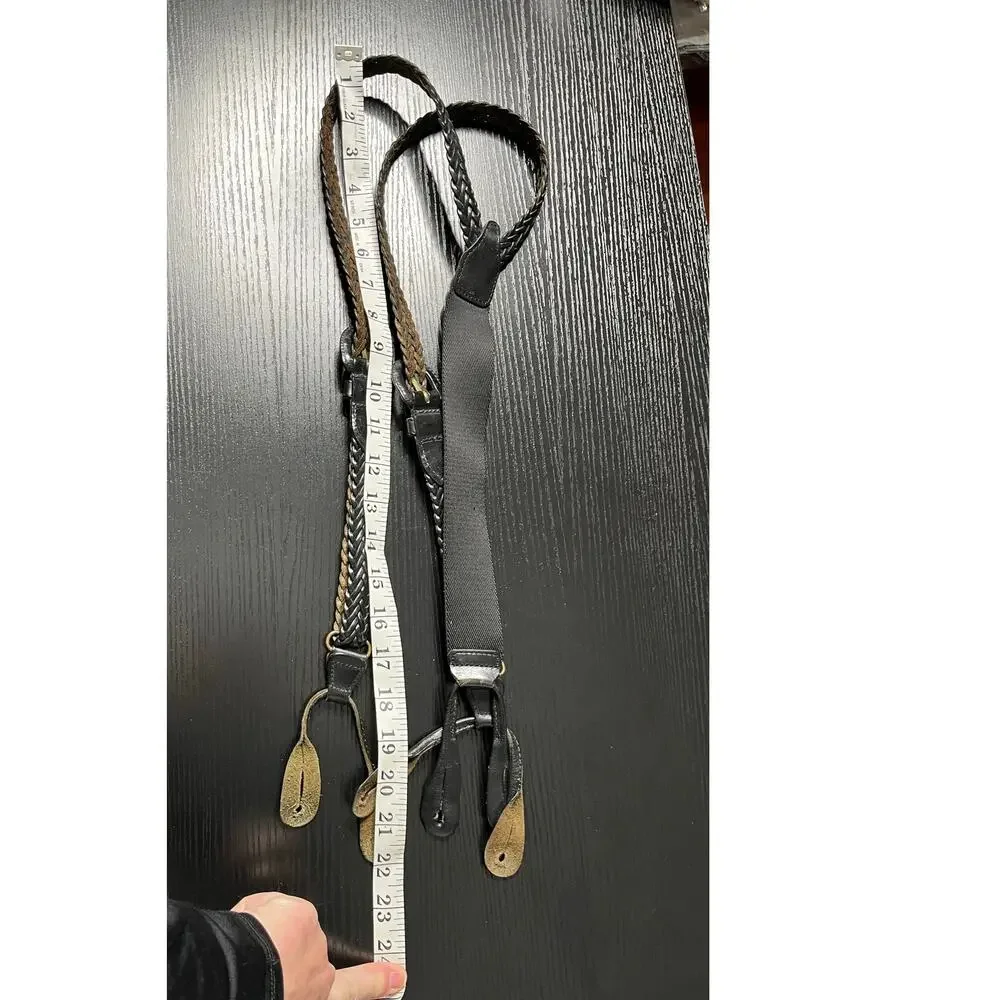 Vintage 90's Unique Braided Leather Suspenders